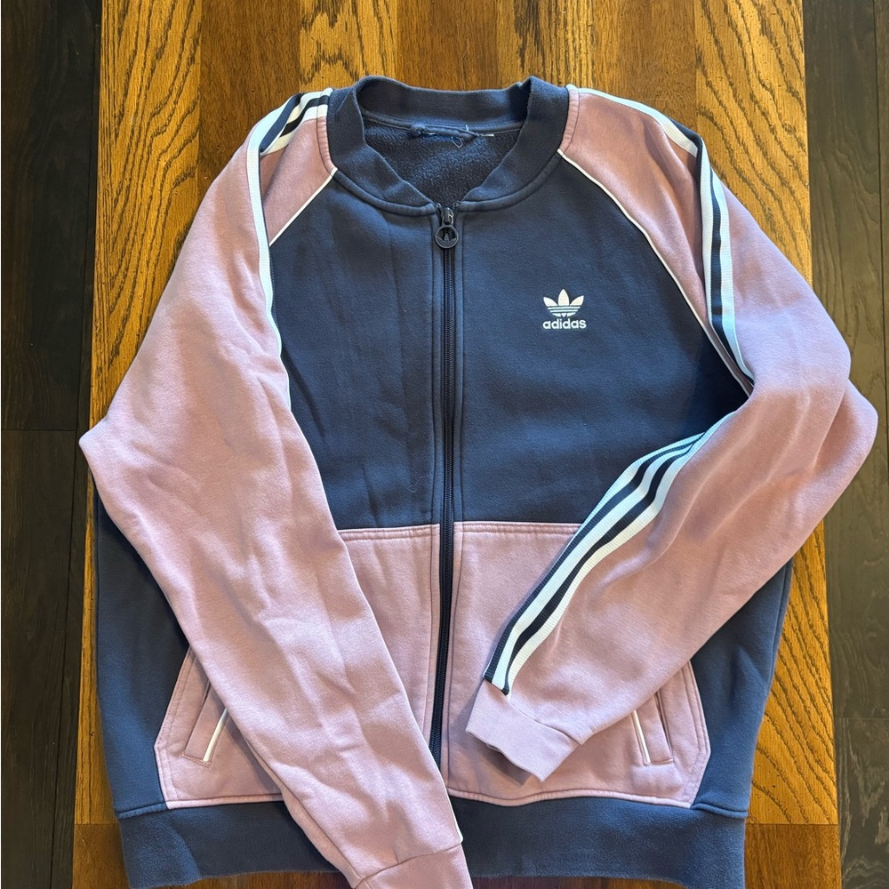 adidas Navy and Pink Zip-Up Track Jacket - Picture 2 of 3